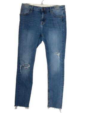 Vigoss Marley Skinny Raw Hem Denim Distress Jeans Size 32